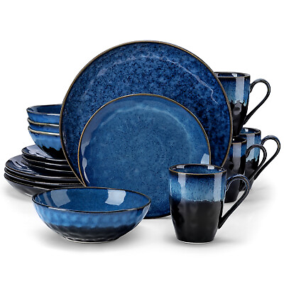 #ad vancasso STARRY Dinnerware Set Stoneware Plate Bowl Set Tableware Service for 4 $84.99
