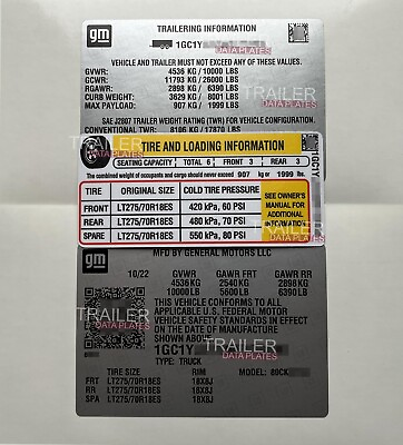 GM Door Jamb Data Decal Permanent Sticker ID Tag USA Custom SILVER C $140.00