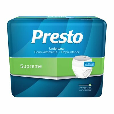 #ad Presto Supreme Classic Protective Underwear X Large Case of 56 AUB23050 $69.99