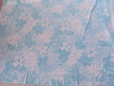 Galey amp; Lord Vintage Cotton Fabric Teal White Tropical Leaf Design 67x61 $42.00