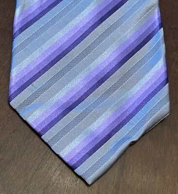 #ad Kenneth Cole Reaction Purple Gray 100% Silk Men’s Neck Tie Made In China $14.99