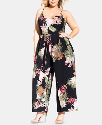 #ad City Chic Women#x27;s Zippered Racerback Floral Spaghetti Strap V Neck Cocktail $31.32