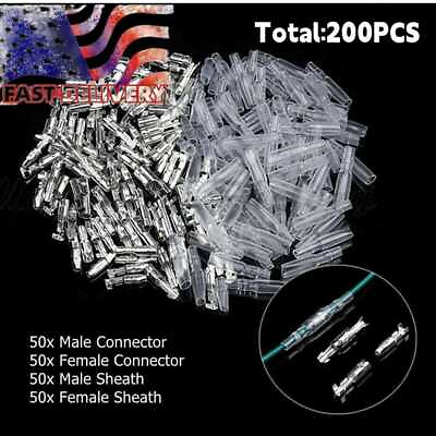 #ad 200PCS Car Electrical Wire Female Male Connector Set 4.0mm Bullet Terminal USA $7.99