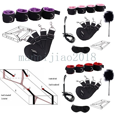#ad Nylon Restraint Handcuffs Ankle Cuffs Bindings Blindfold Adult Game $26.57