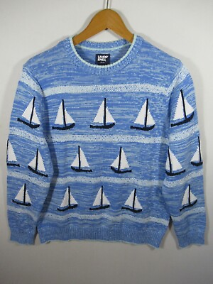 NEW Lands#x27; End Sailboat Drifter Sweater Women Medium Cotton Crewneck Pullover $44.99