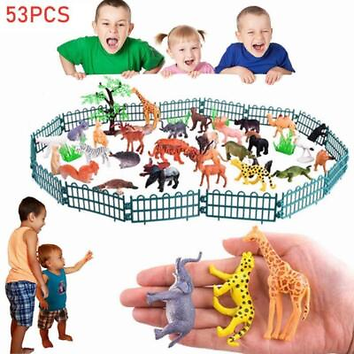#ad Wild Animals Zoo Safari Farm Children Gift 53Pcs Animal Toy Figures Doll N3Y0 $10.68