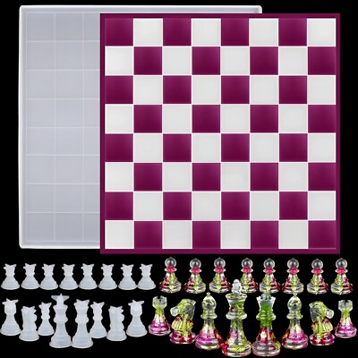 #ad 12 in Large Checkers Chess Board Mold for Resin 16 Pieces Full Size 3D Mold Set $12.99