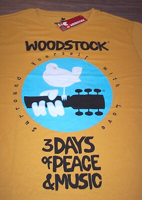 #ad WOODSTOCK PEACE LOVE MUSIC FESTIVAL CONCERT T Shirt MENS LARGE NEW w TAG Dove $20.00