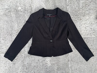 #ad White House Black Market Women Blazer Black Tone Coat one Button Jacket Size 12 $48.87