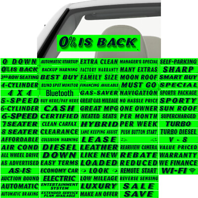 #ad 14.5quot; Black amp; Green Adhesive Windshield Slogan Car Dealer Sticker You Pick $4.59