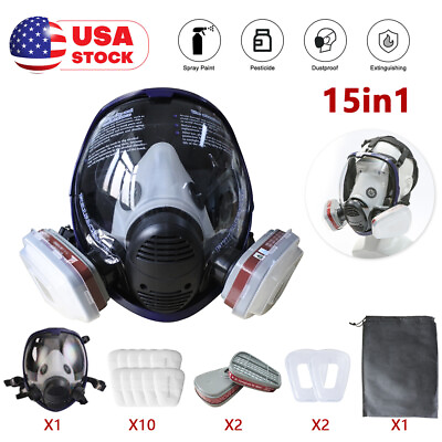 15 IN 1 New Respirator Mask Respirator Full Face Absorber Panoramic Filter $35.79