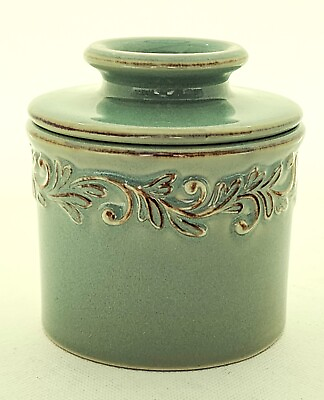 #ad BUTTER BELL L. TREMAIN SAGE GREEN EMBOSSED CLASSIC BUTTER HOLDER $24.20