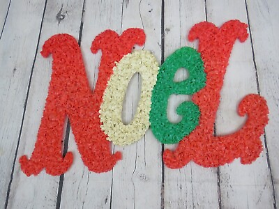 #ad Vtg MCM Melted Popcorn Plastic NOEL Christmas Decoration Wall Hanging 18quot; $34.95