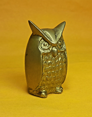 #ad Vintage brass owl Hand Made figurine Solid Bird Decorative Statue Miniature $9.74