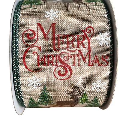 #ad Place amp; Time Merry Christmas Holiday Ribbon 2.5quot; Wide Wired Edged 8.3 Yd $8.00