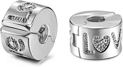 Authentic 2Pc Clip Lock Spacer Stopper Charm Bead Suits Pandora Bracelet NEW USA #ad $8.60