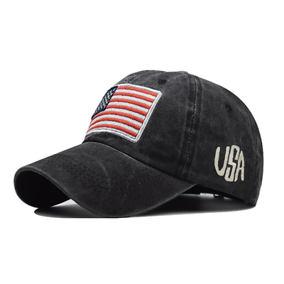 #ad Black American Flag USA Baseball Cap Tactical Army Cotton Casual Hat $14.99
