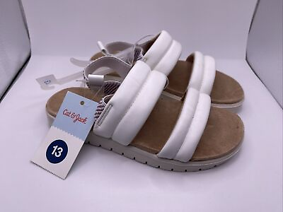 Cat amp; Jack Girls Hazel Slingback Shoes Sandal Textile White Slip On Size 13 New $12.99