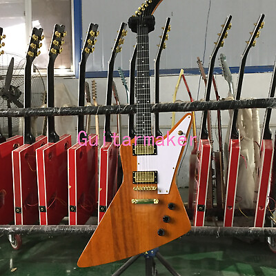 #ad Custom Explorer Electric Guitar HH Pickup Mahogany Bodyamp;Neck 6 String Yellow $253.80