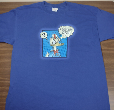 #ad Disney Store Donald Duck T Shirt Size 2XL Shoulda Stayed In Bed Vintage Shirt $24.99