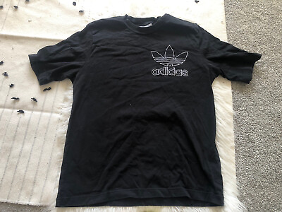 Adult Adidas Trefoil Black T Shirt Short Sleeve Embroidered Size Small. BB #ad $8.00