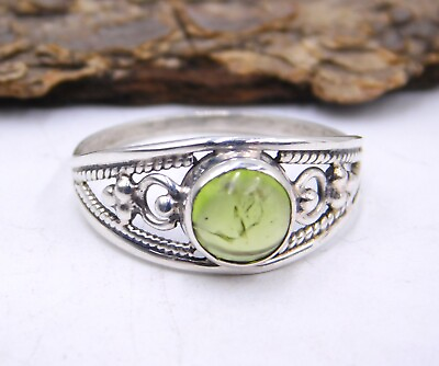 #ad Natural Peridot Ring 925 Sterling Silver Jewelry Handmade Ring Size 8.5 US $16.27