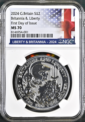 #ad 2024 uk 2 lb liberty britannia 1 oz silver coin ngc ms 70 fdoi $129.95
