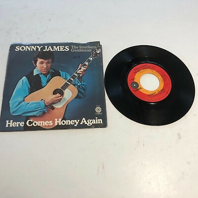 #ad KB154 45RPM wPicSlv Country Sonny James Here comes honey again only one we tru $4.50