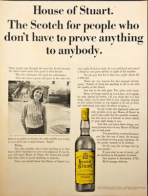 #ad 1965 House of Stuart Blended Scotch Whisky Vintage Print Ad $9.99