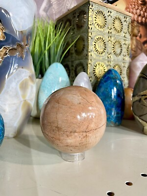 #ad Peach Moonstone Sphere Pink Orb Healing Crystals Yoga Reiki Meditation 3.5” $105.00
