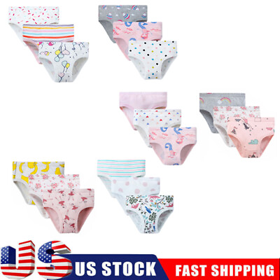 #ad 6PCS Girls Briefs Comfortable Cotton Breathable Sweat Absorbent Briefs For 2 7Y $9.59