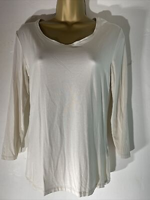 #ad womens John Lewis Size Medium Ivory 3 4 Sleeve Casual Stretch Jersey T shirt GBP 12.49