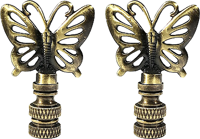 #ad Decorative Butterfly Lamp Finial Antique Brass 2 Pk $50.99