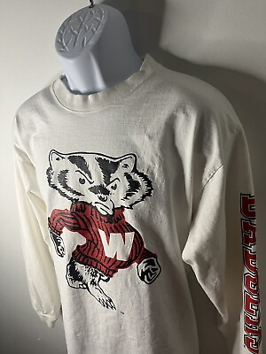 #ad Vintage Wisconsin Badgers 2000s Made In USA Size Large Jansport Long Sleeve $17.90