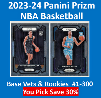 #ad 2023 24 Prizm Basketball #1 300 Base Rookie RC amp; Vet You Pick Complete Your Set $68.95