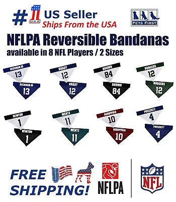 #ad NFLPA Pet Reversible Bandana Licensed available 8 Team Players 2 sizes $14.99