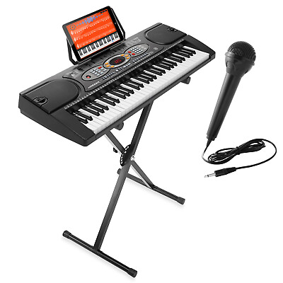 61 Key Electronic Keyboard Portable Digital Music Piano with USB Mic and Stand $89.99
