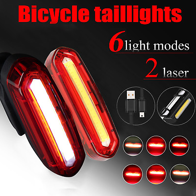 #ad LED Bicycle Cycling Tail Light USB Rechargeable Bike Rear Warning Light 6 Modes $7.99