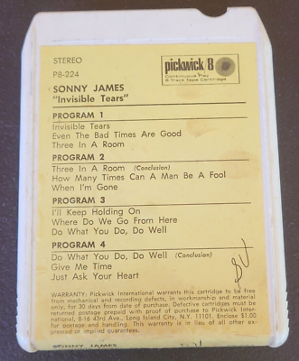 #ad 8 Track Tapes Country Sonny James Invisible Tears Rare Vintage $8.49