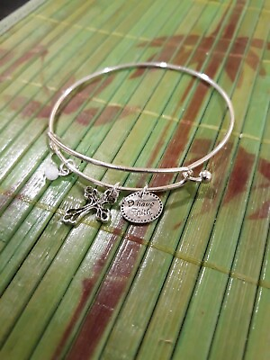#ad Woman Bracelet bangle With Foot Note I Have Faith silver metal $9.00