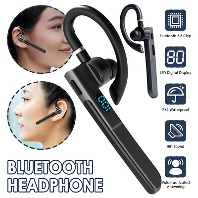 #ad Trucker Wireless Headset Bluetooth 5.3 Earpiece Dual Mic Earbud Headphone Driver $14.20