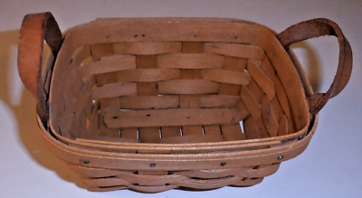 #ad Longaberger Small Decorative Basket With Two Leather Handles $14.99