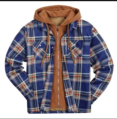 #ad Men Long Sleeve Padded Hooded Warm Winter Jacket Navy 3XL $49.99