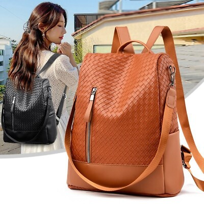 #ad Womens Fashion Woven Shoulder Backpack Anti theft $24.90