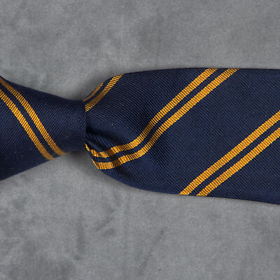 Vintage Brooks Brothers Tie Maize Yellow Double Stripes on Navy Blue Silk USA #ad $42.49