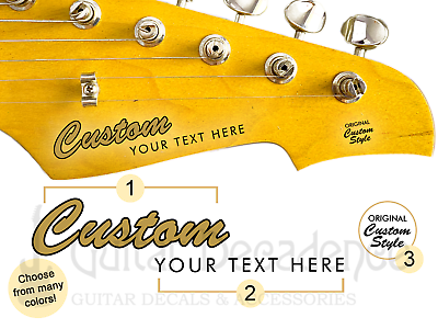 #ad Custom Classic Two Line Guitar Headstock Waterslide Decals $11.99