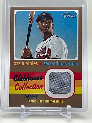 #ad 2020 Topps Heritage Ozzie Albies Clubhouse Collection Relics Gold 99 #CCR OA $17.50