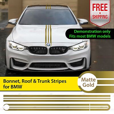 MATTE GOLD Performance Stripe HOOD Bonnet ROOF TRUNK Decal Vinyl Sticker for BMW $26.95