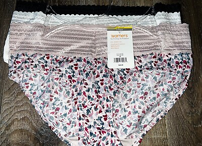 #ad Warners Womens Hipster Underwear Panties Polyester Blend 3 Pair Lace A M 6 $22.24