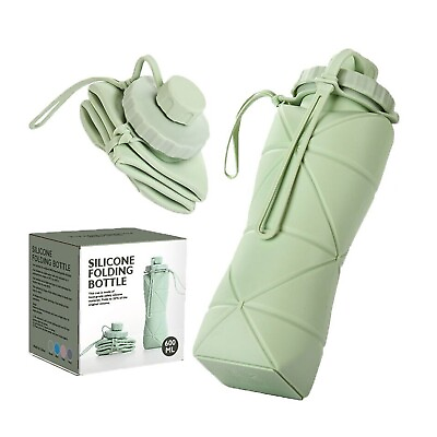 #ad 600ml Folding Silicone Water Bottle Portable Sports Out Travel Running Cup USA $8.98